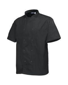 CHEF JACKET BASIC STUD BLACK SHORT SLEEVE SMALL