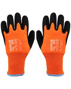 Orange Thermal Gloves with Black Palm Coating Size 10