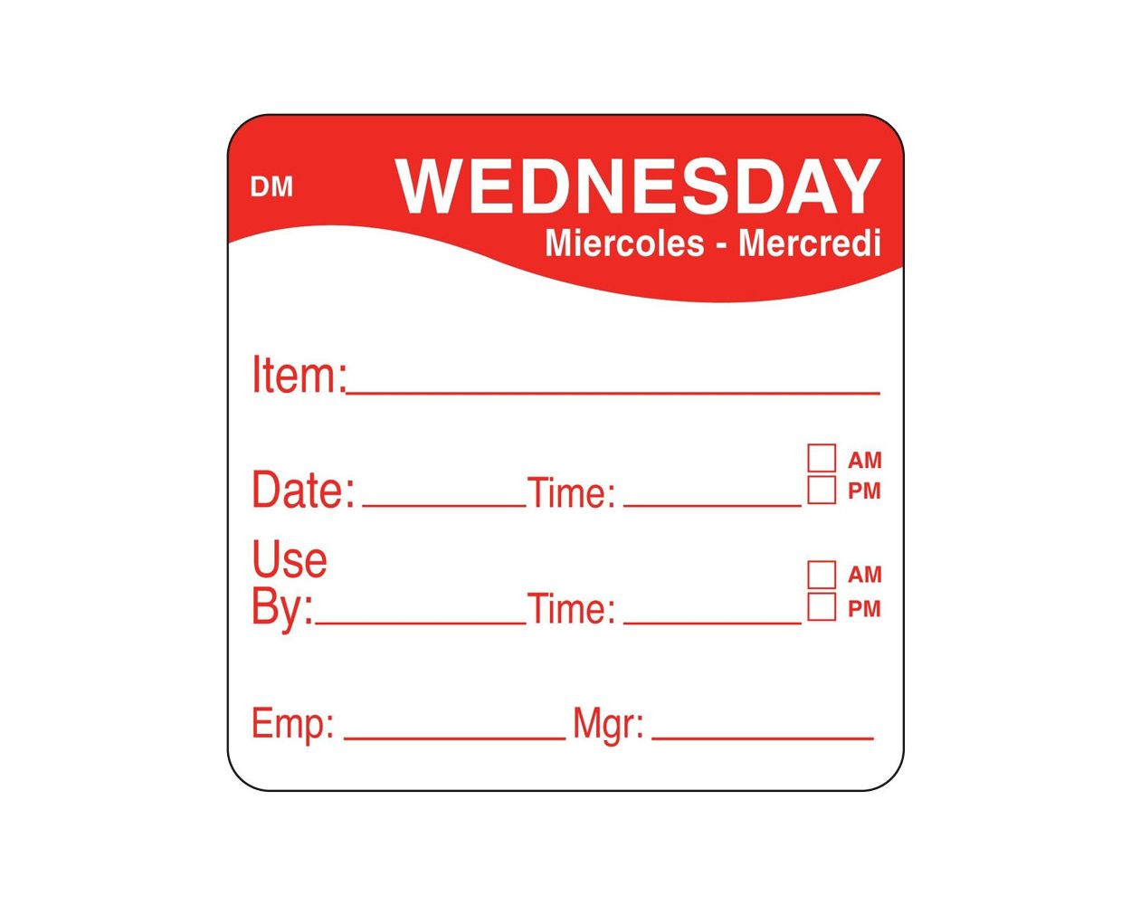 2x2" DISSOLVE-A-WAY -WEDNESDAY 250 PER ROLL - 1100533