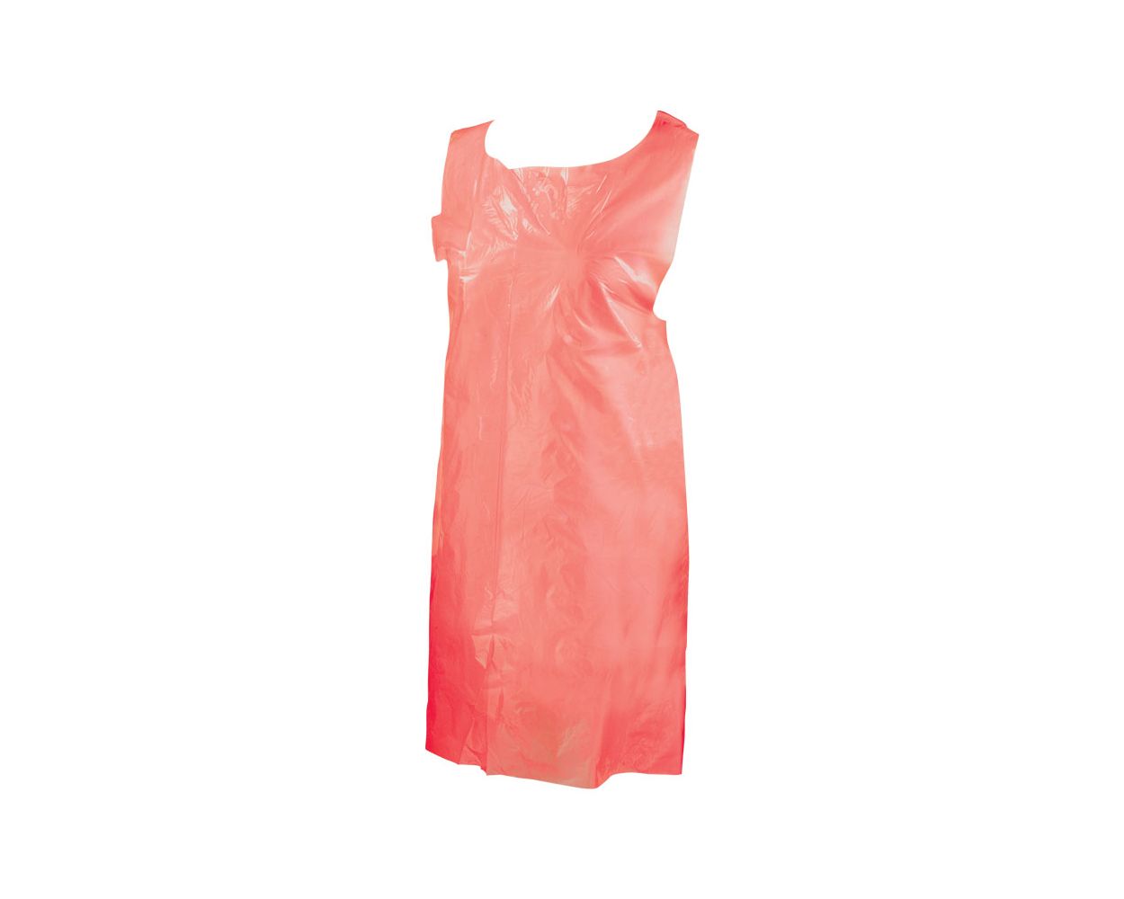 RED DISPOSABLE POLY APRON ON A ROLL 5 ROLLS X 200 PER CASE