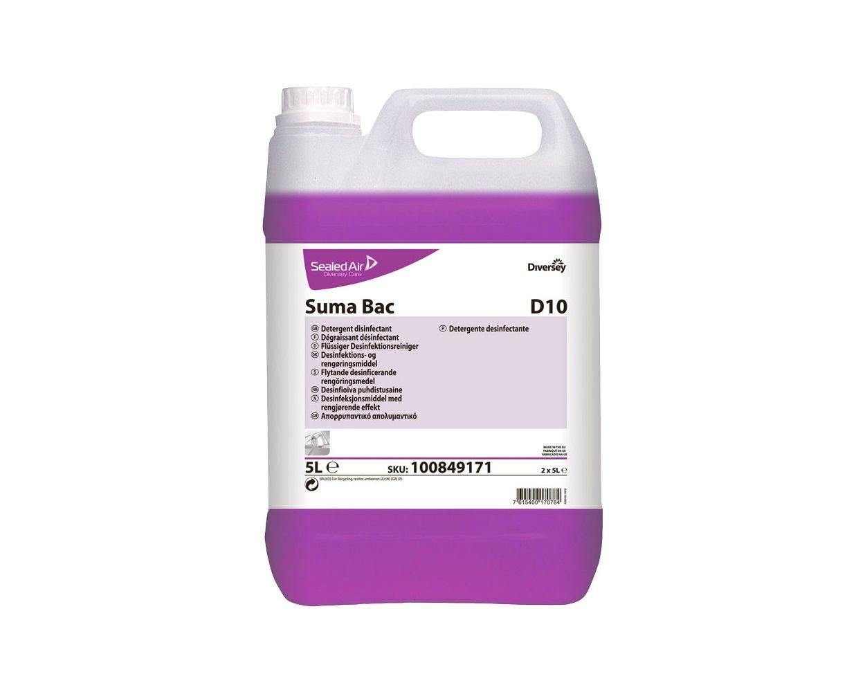SUMA BAC D10 CLEANER AND SANITISER 2*5L P/CASE 7508280
