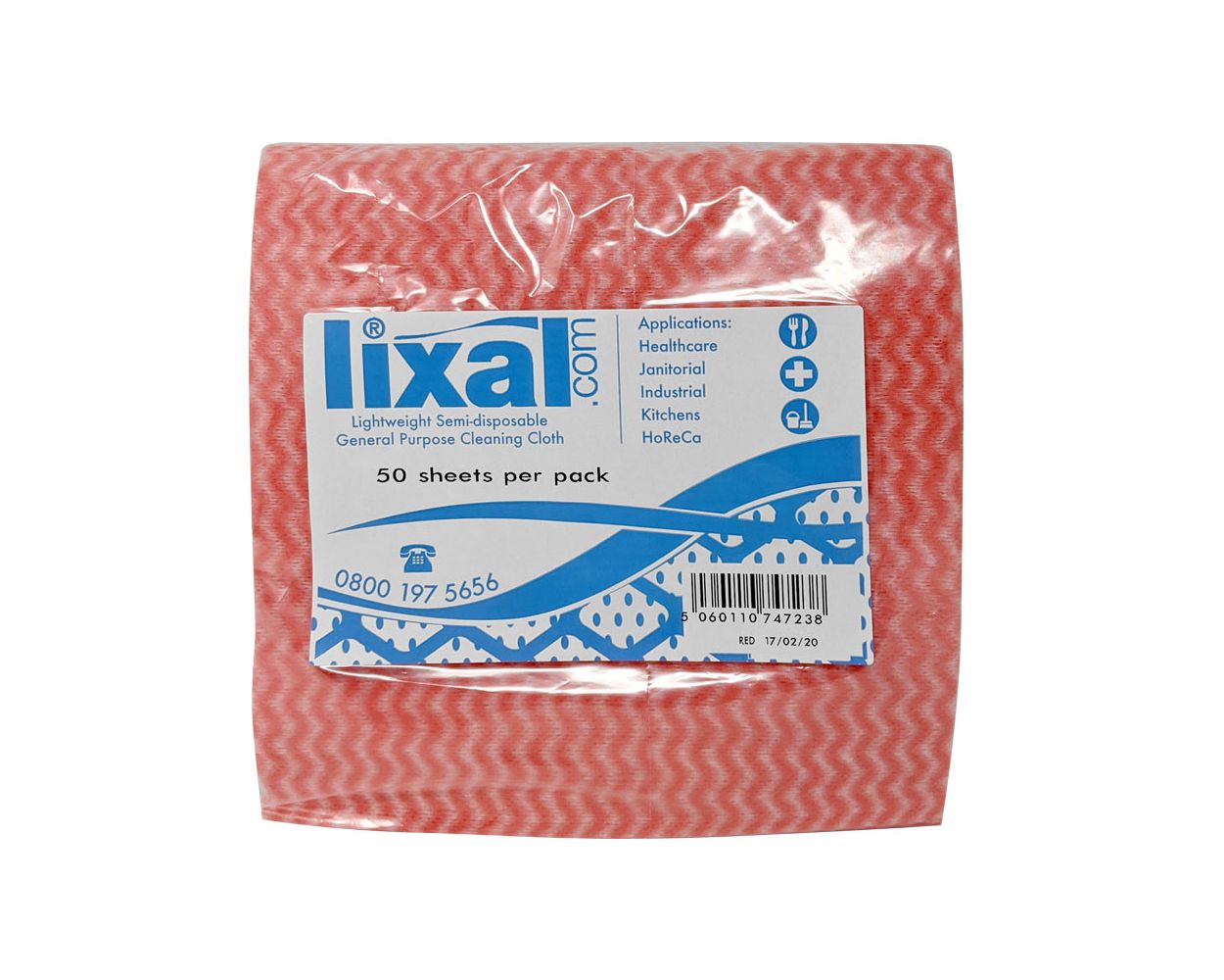 LIXAL COTTONETTE WIPE RED 43X35CM 700 WIPES PER BOX