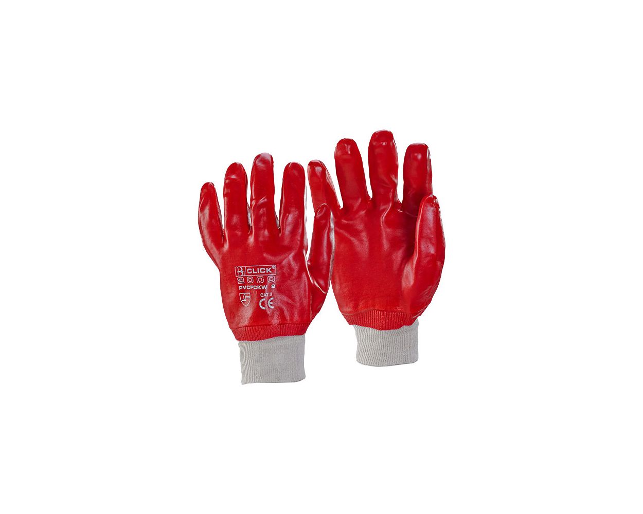 RED KNIT WRIST PVC GLOVE 10