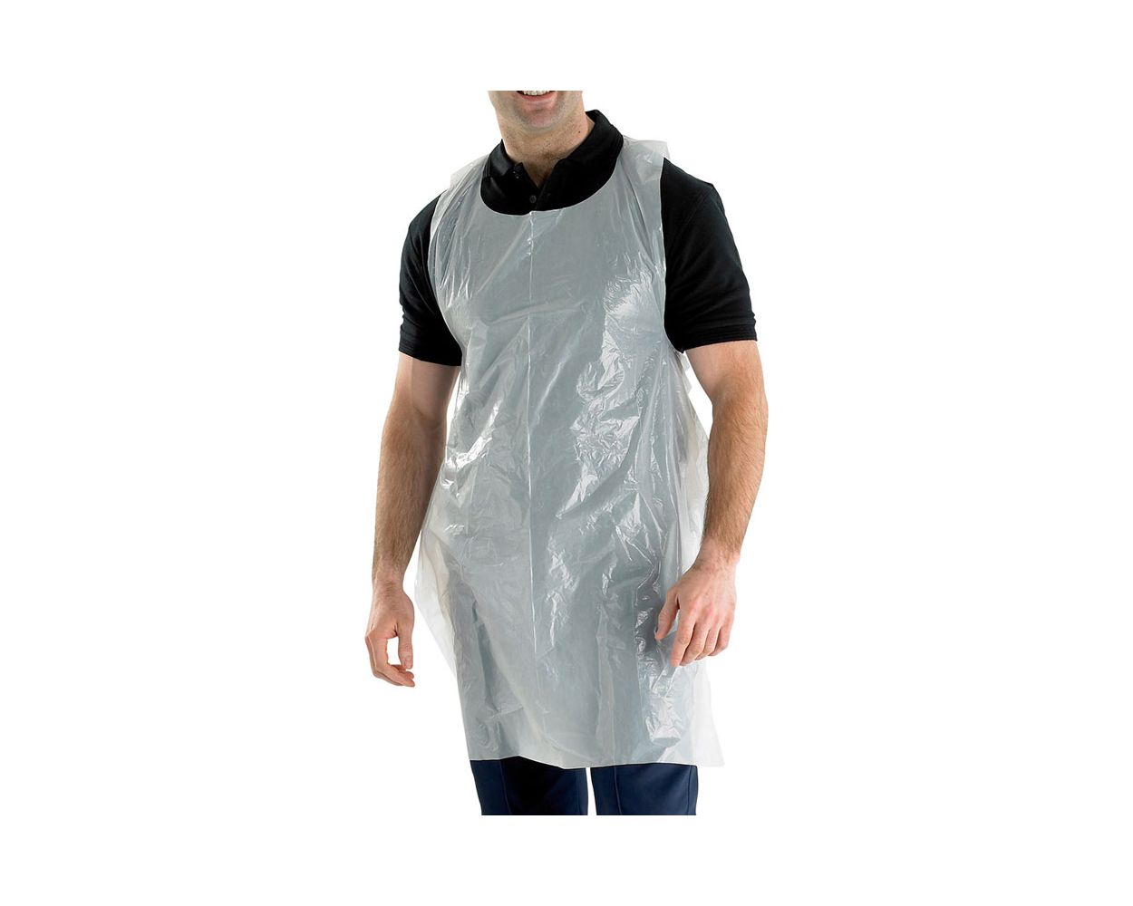 WHITE/CLEAR POLY APRON 42x27 DISPOSABLE - 100 G 1000/CASE