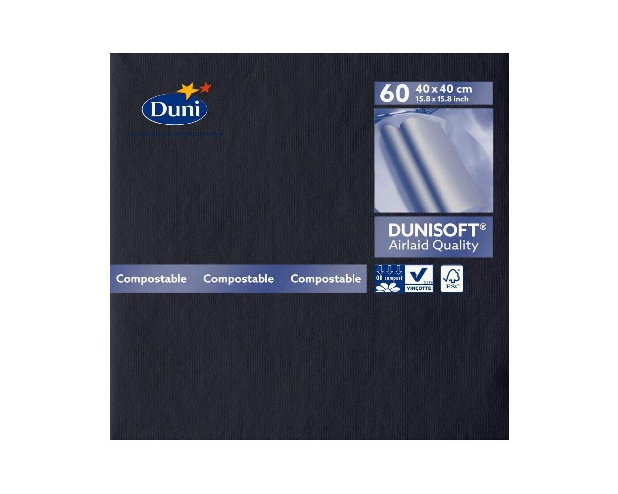 16"/40CM AIRLAID NAPKIN BLACK 720/CASE - 156935